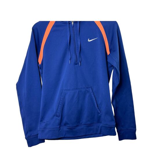 Nike Therma-Fit Blue & Coral 1/4 Zip Hooded Sweatshirt Women's Medium - Picture 6 of 10